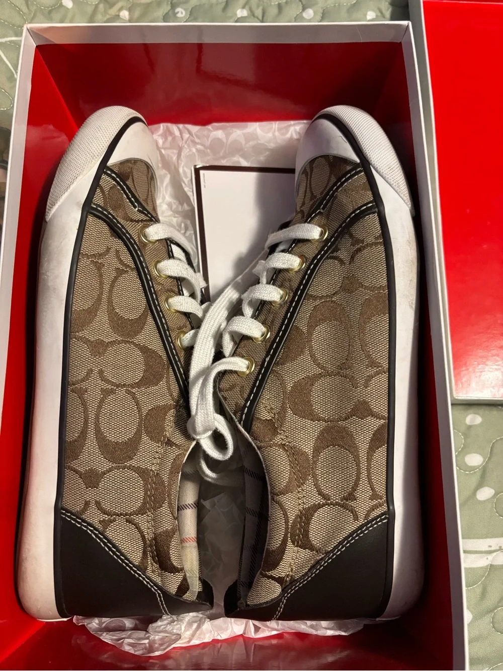 Coach Brown Signature Canvas Low-Top Sneakers - Picture 2 of 6